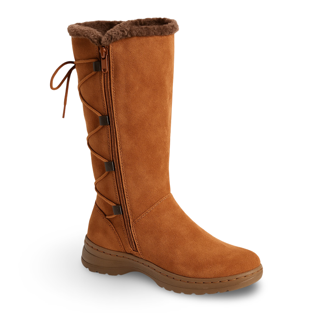 Botas en Gamuza Camel y Chiporro con Amarre Posterior 2201CM