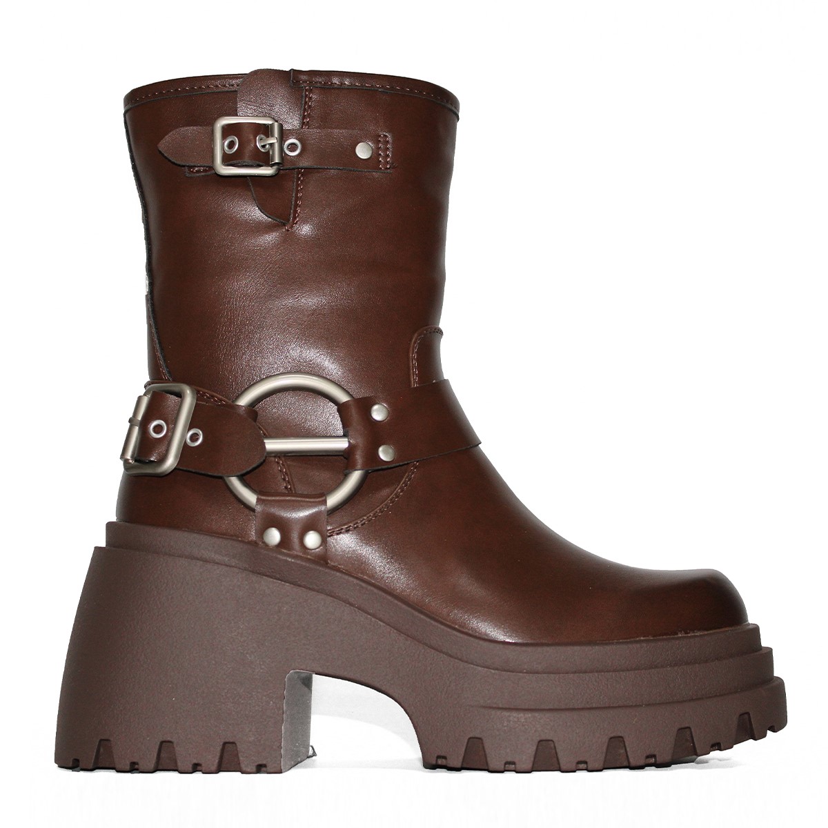 Botas Cafés con Plataforma Y Taco + Hebillas C802CF