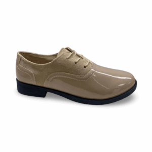 Mocasines Balerinas en Charol y Gamuza Beige con Cordones 1022BG