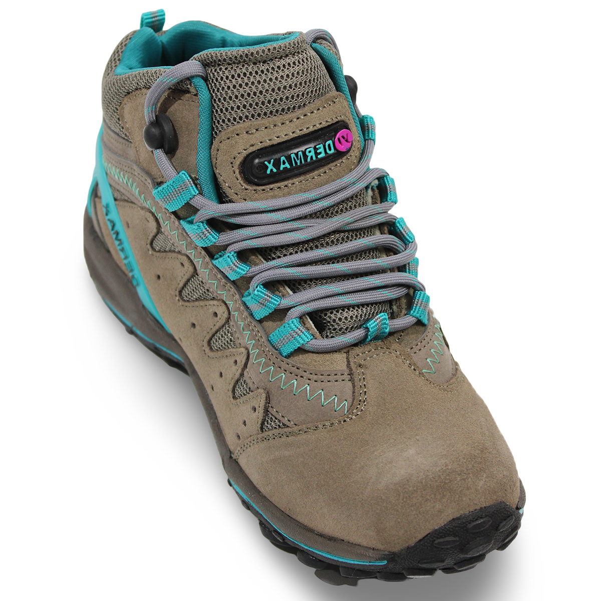 Zapatilla Botín Impermeable 100% Cuero Dermax Trekking Azul Turquesa Mujer 921AZ