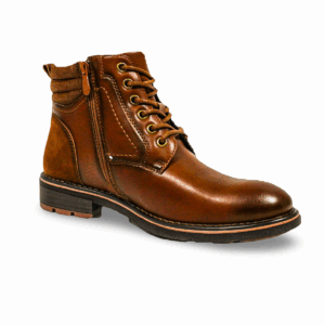 Botines Casuales Eco Cuero Café Cierre Lateral Cremallera Hombre H09CM