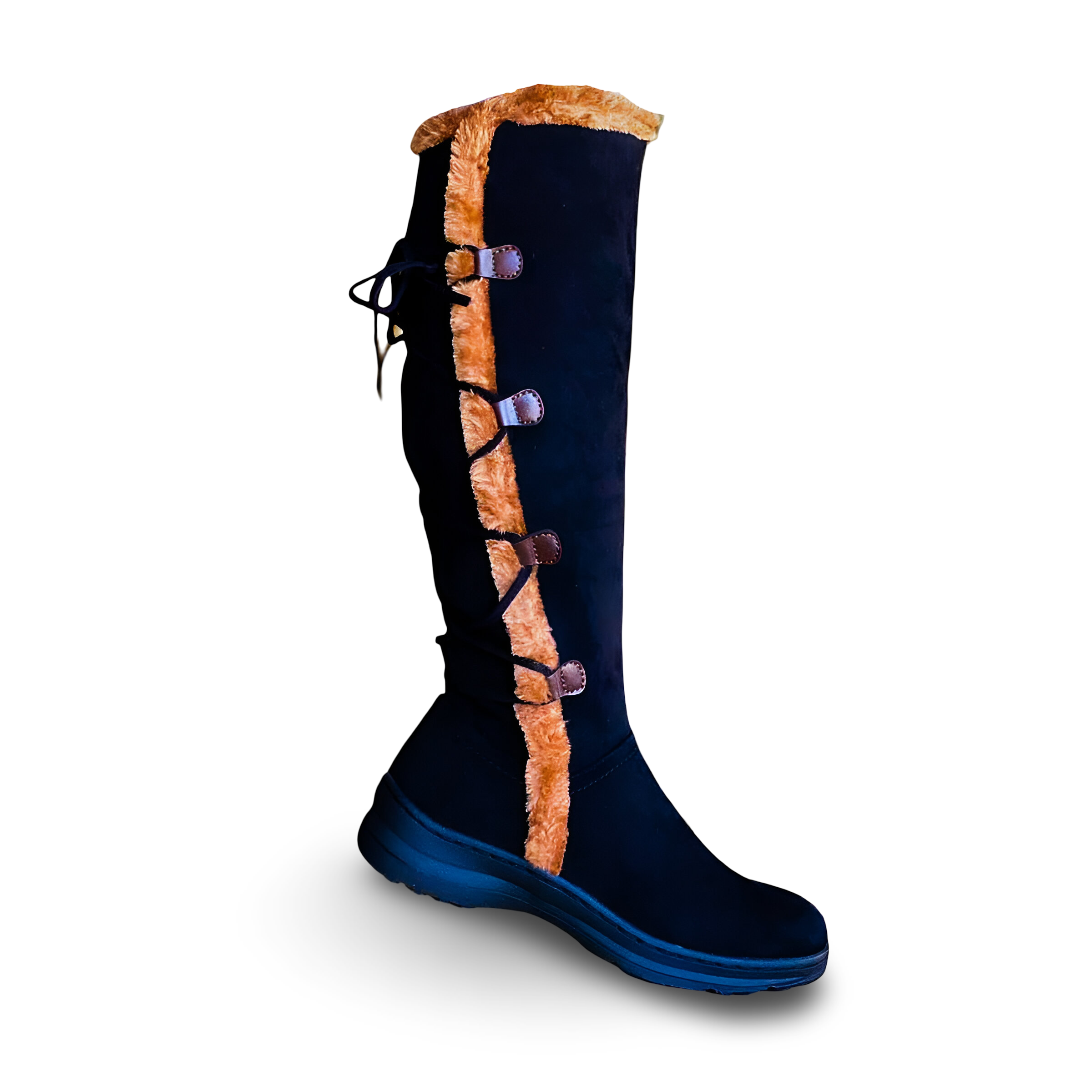 Botas en Gamuza Negra y Chiporro con Amarre Posterior 2201NG