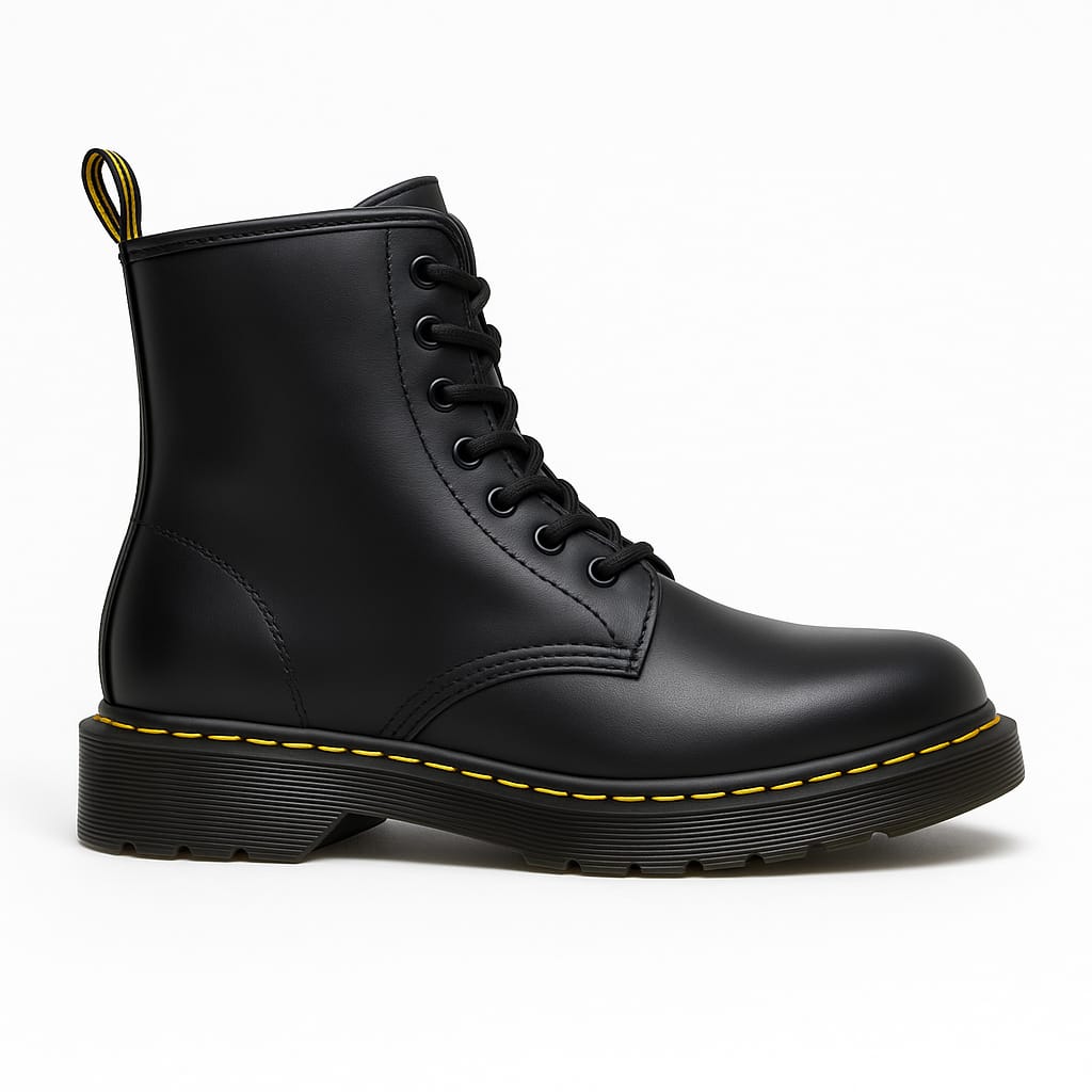 Botines Estilo Dr. Martens Eco Cuero Negro N01NG