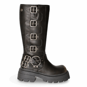 Botas Altas Eco Cuero Café Ahumado de Plataforma con Hebillas Mujer CM2408HCF