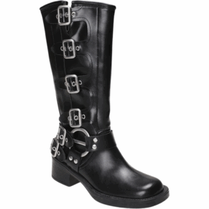 Botas Altas Eco Cuero Negro con Hebillas Mujer 2536NG