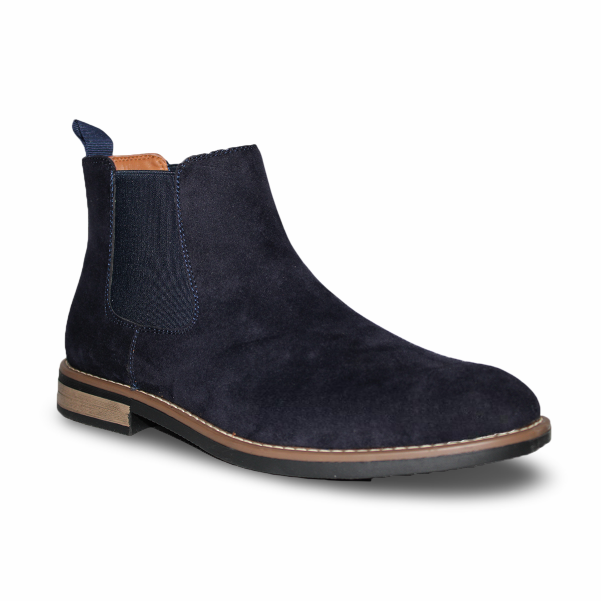 Zapato Botín Casual en Gamuza Azul Tipo Chelsea Elástico Lateral N08AZ