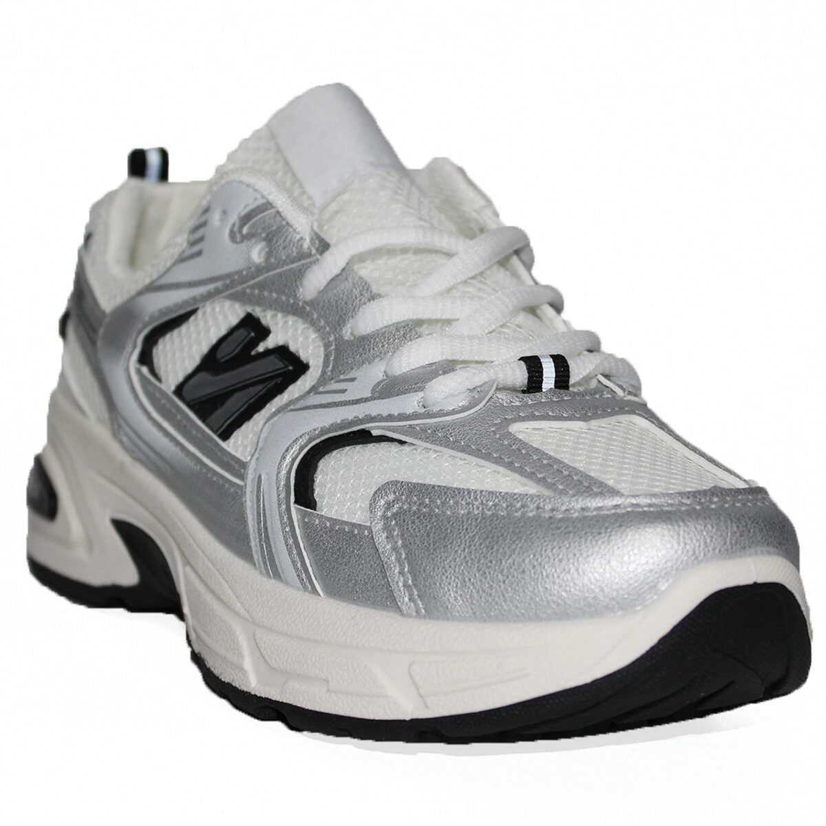 Zapatilla Blanca y Plata Deportiva y Ligera B6808-1PL
